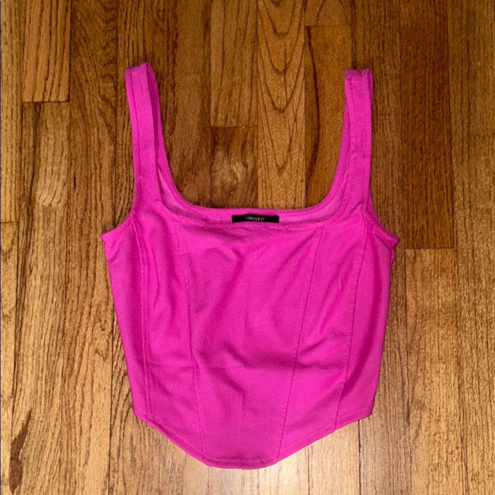 Forever 21 Barbie Pink Ribbed Crop Top NWOT
